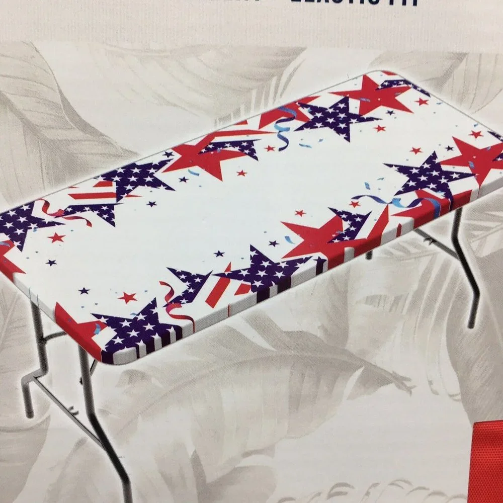 Tommy Bahama Patriotic Stars Table Cover Tablecloth Fitted Polyester 4th of July